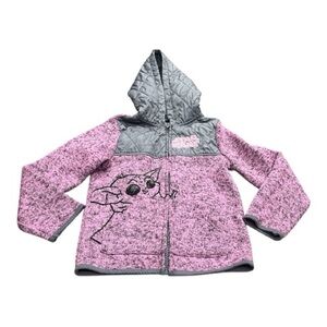 Star Wars Baby Yoda Grogu Pink Gray Hooded Jacket Girls Size 7